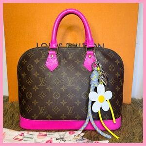 Louis Vuitton Brown and Pink Monogram Handbag Alma Pm